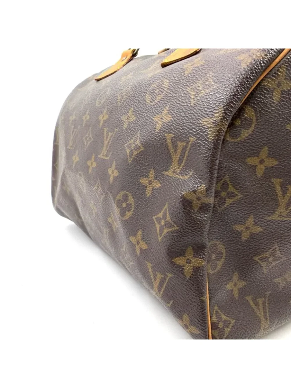 Louis Vuitton Speedy 30 Monogram Leather Brown Handbag Gold